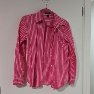 Chaps Pink and White Casual Button Down Shirt